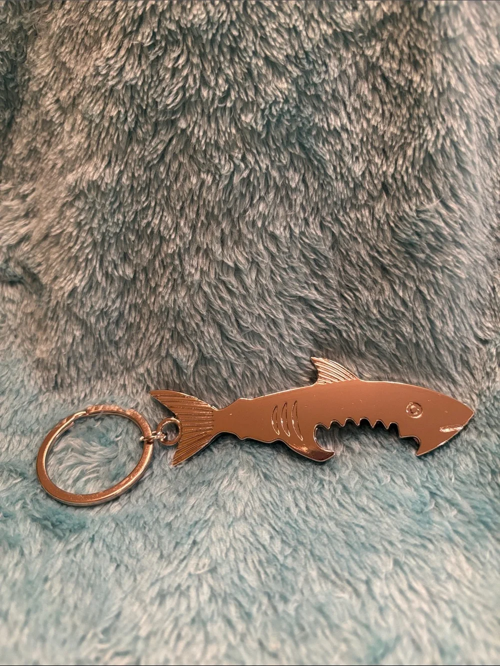 Silver Shark Bottle Opener Keychain Mens Accessory NWT Beach Summer 4.75”